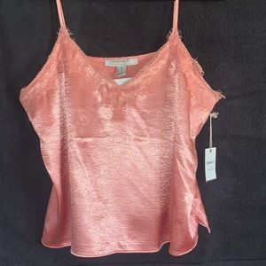 Coral, lace spaghetti strap